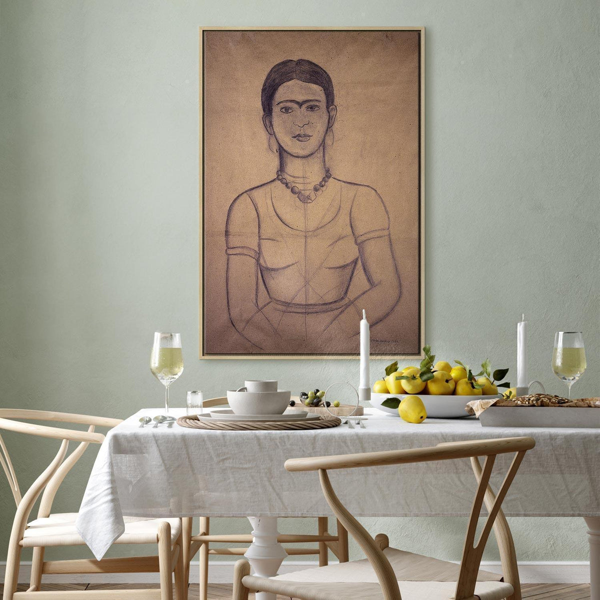 Leinwandbild - Frida Kahlo – Self-Portrait, 1929 (charcoal drawing)