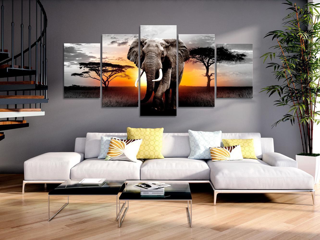 Leinwandbild - Elephant at Sunset