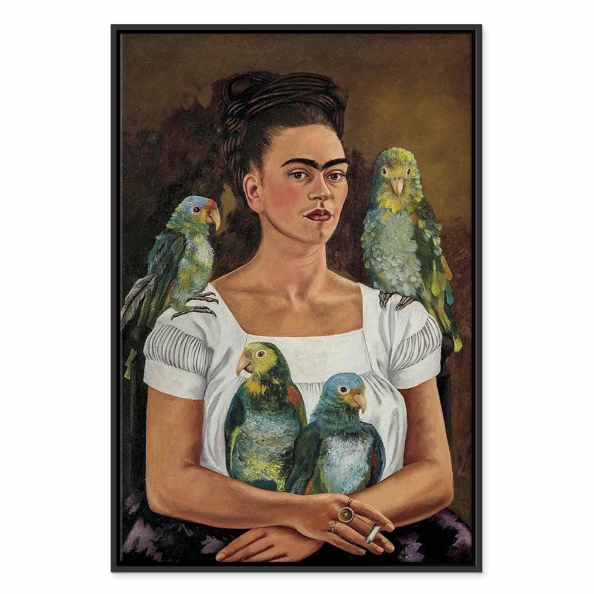 Leinwandbild - Frida Kahlo – Me and My Parrots