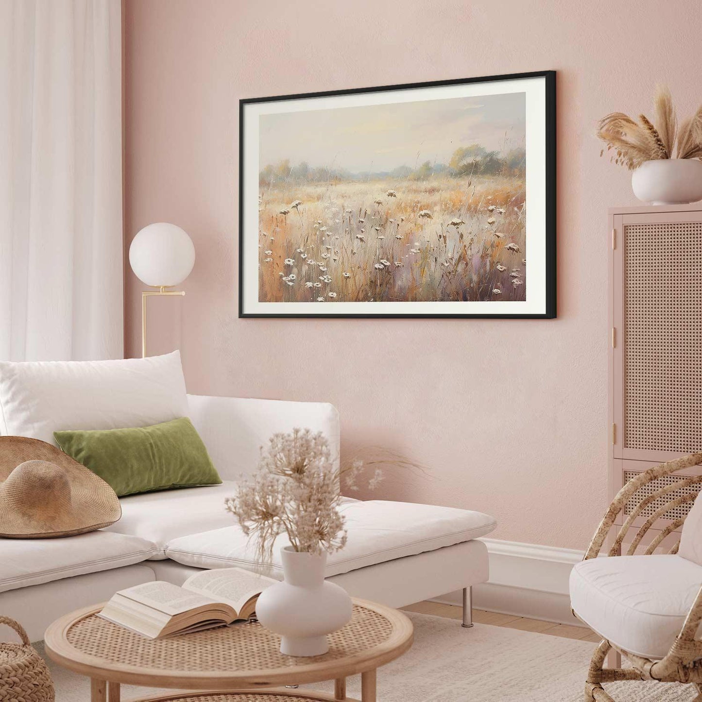 Poster - Impressionist meadow – field landscape in a pastel colour palette