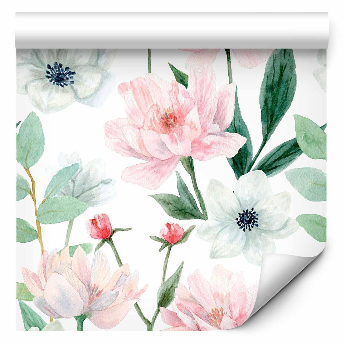 Tapete - Peonies on white background