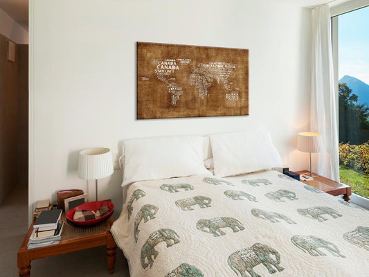 Korkbild Pinnwand Weltkarte Antik - Vintage-Stil mit italienischen Beschriftungen