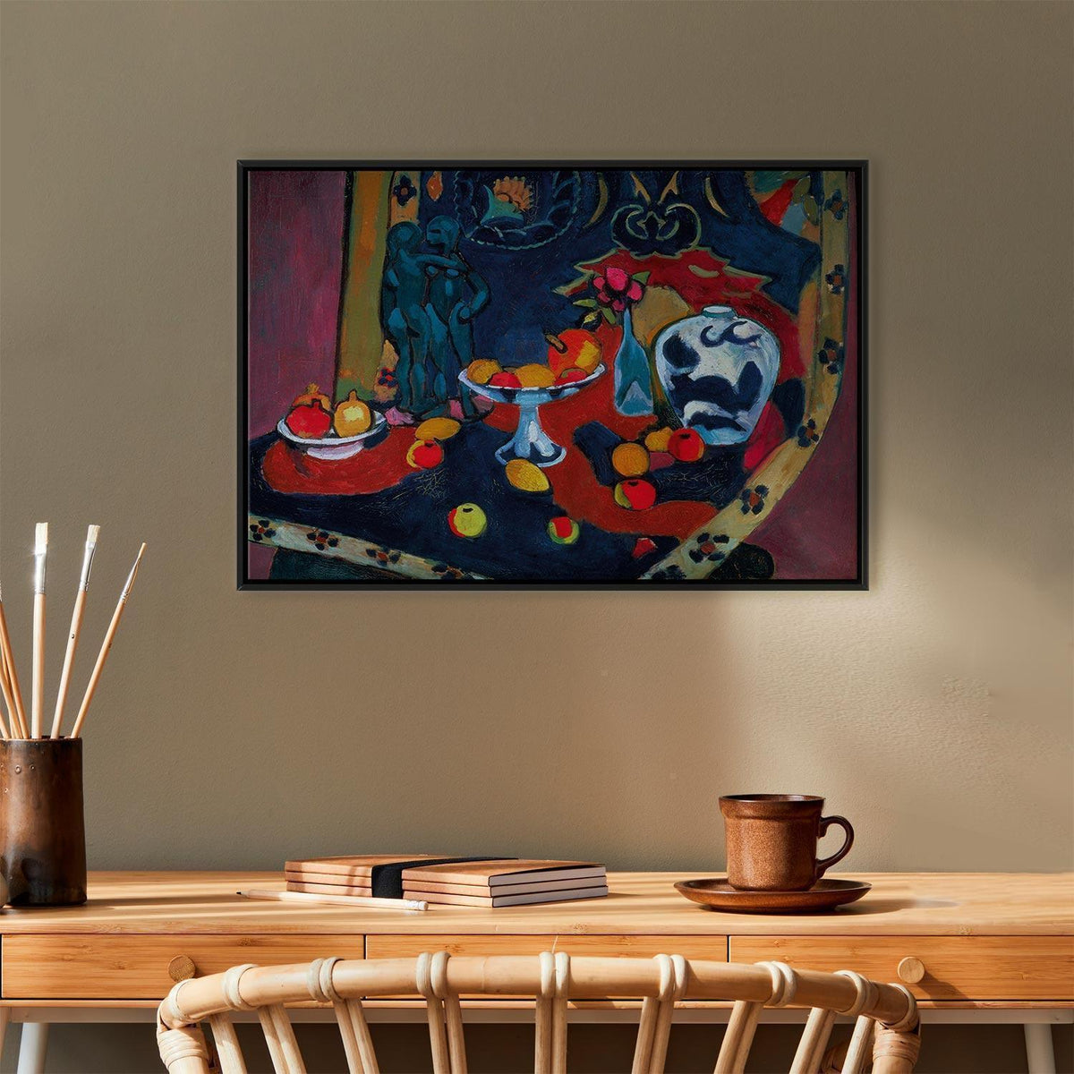 Leinwandbild - Henri Matisse – Still Life with Fruit and Bronze Statuette
