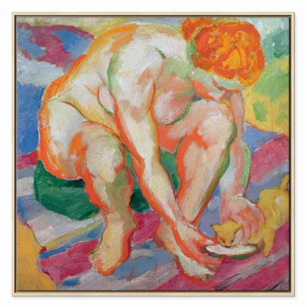 Leinwandbild - Franz Marc – Nude with cat