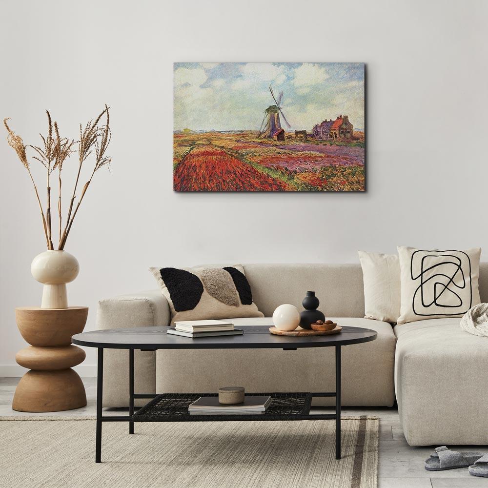 Leinwandbild - Claude Monet – Tulip Fields with Windmill