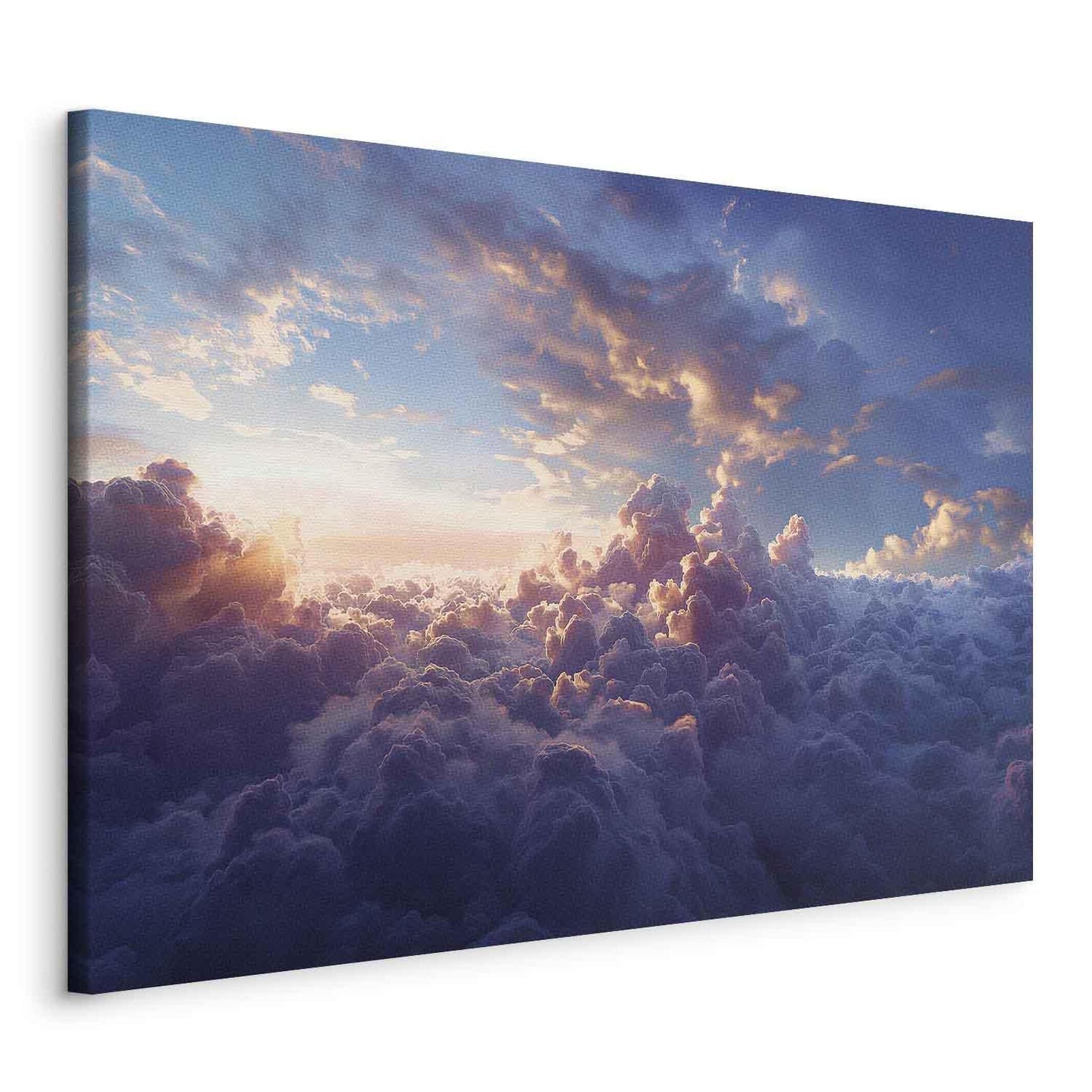 Leinwandbild - The Sun in Hiding: The Golden Face of the Sky Over a Cloudy Sea Artgeist