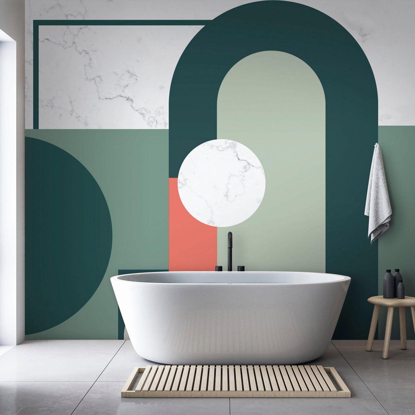 Fototapete Geometrisches Marmormuster Schlafzimmer - Luxuriöse Marmoroptik für elegante Raumgestaltung