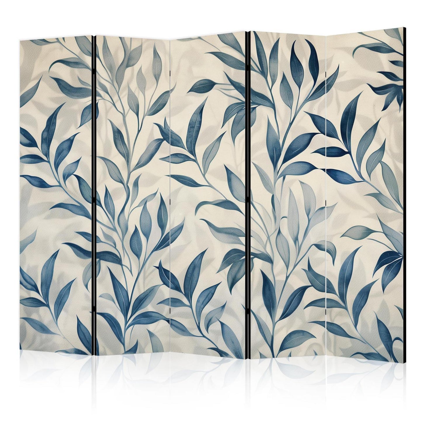 Paravent - Leaves in Blue Colors - Delicate Botanical Motif Artgeist