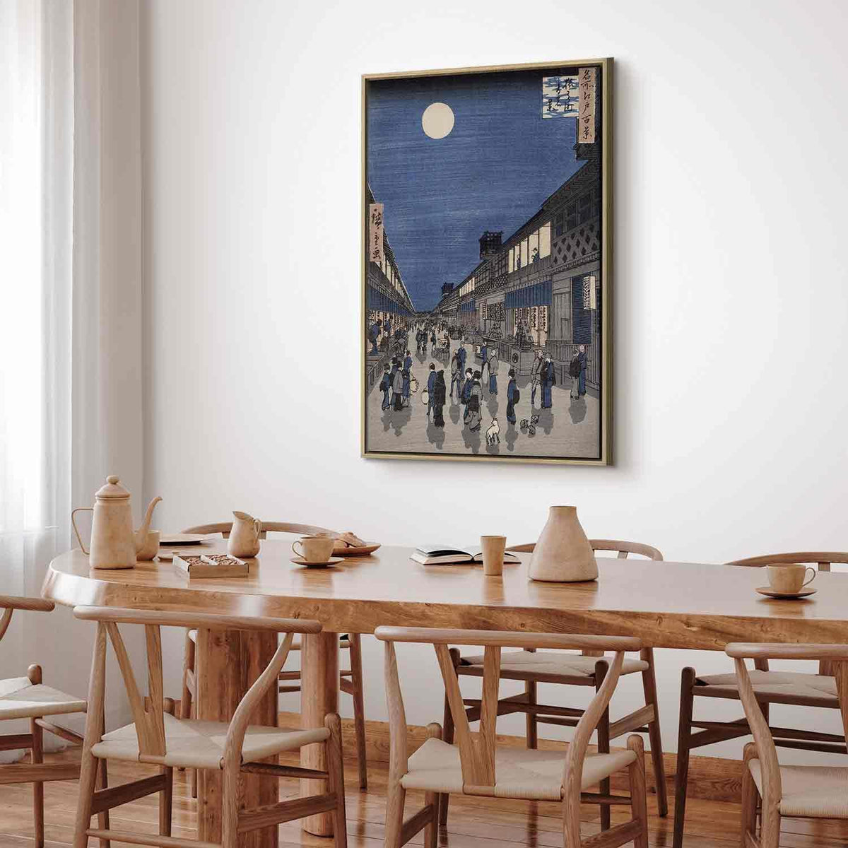 Leinwandbild - Utagawa Hiroshige – Night time view of Saruwaka Street