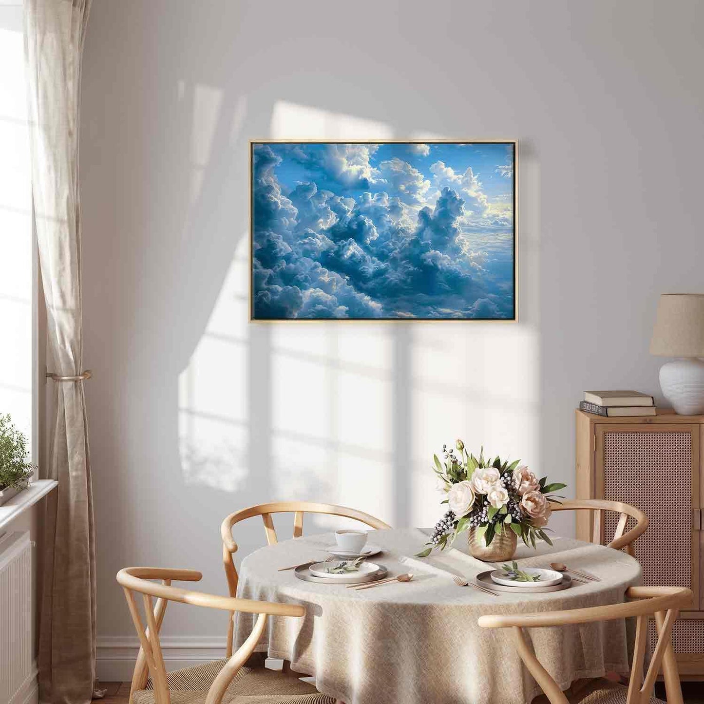 Leinwandbild - Ocean in the Air: Waving Clouds Reflecting Morning Light Artgeist