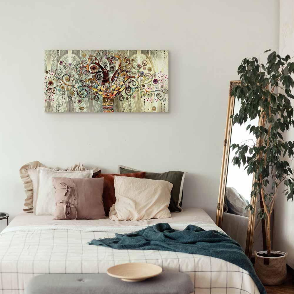 Leinwandbild Gustav Klimt Lebensbaum Bunt – Symbolische Wandkunst