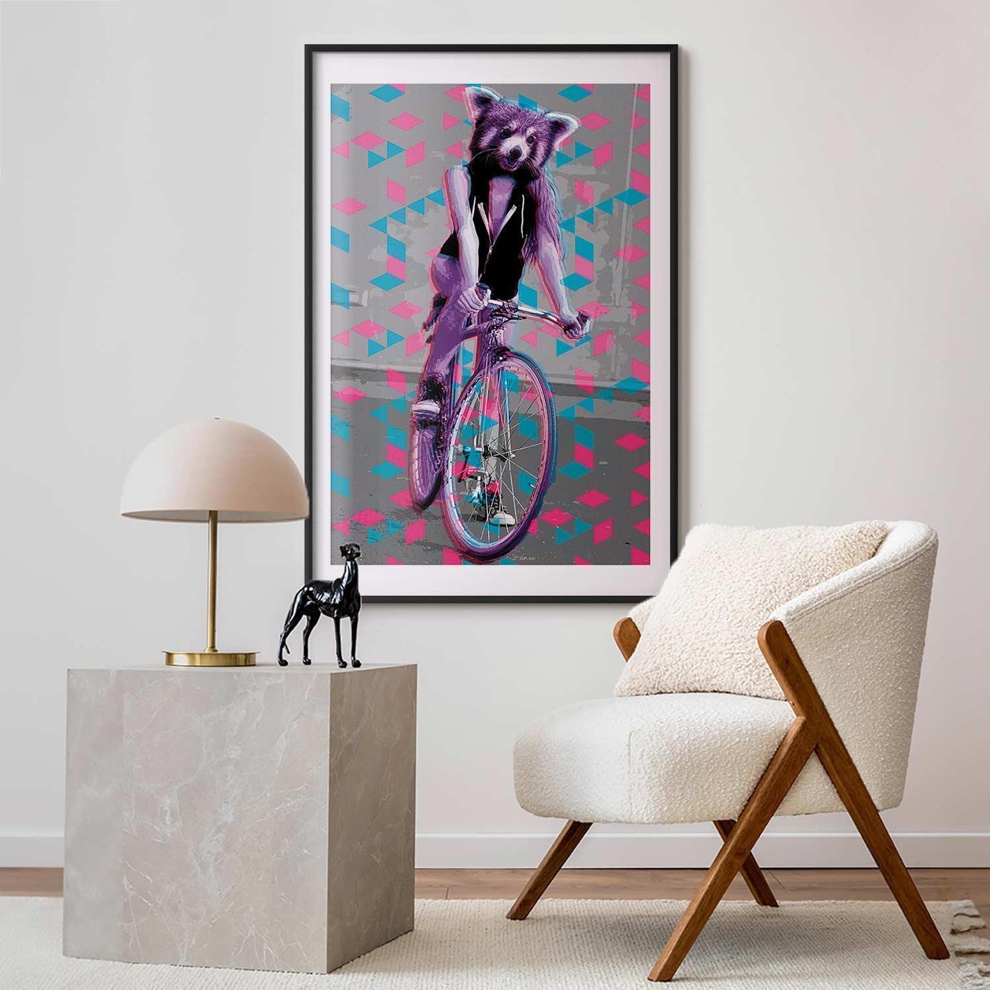 Poster - Raccoon on a Bicycle Artgeist