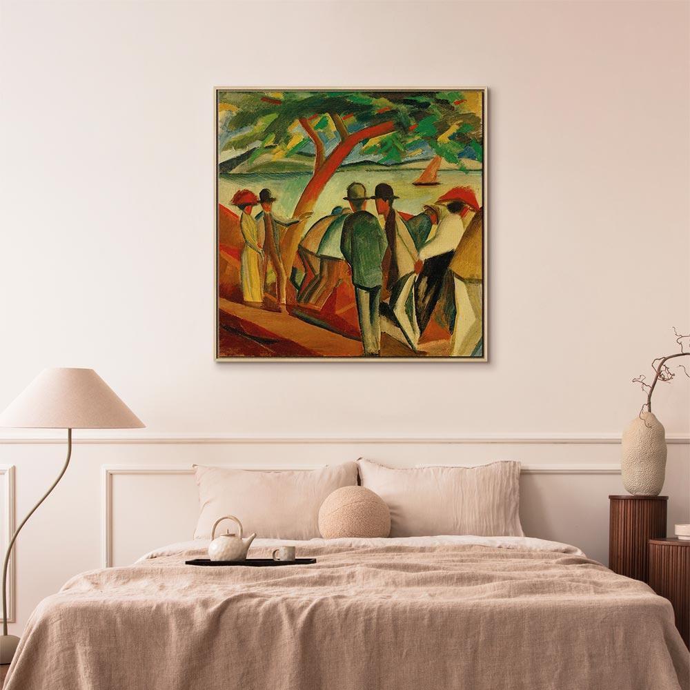 Leinwandbild - August Macke – Spaziergänger am See