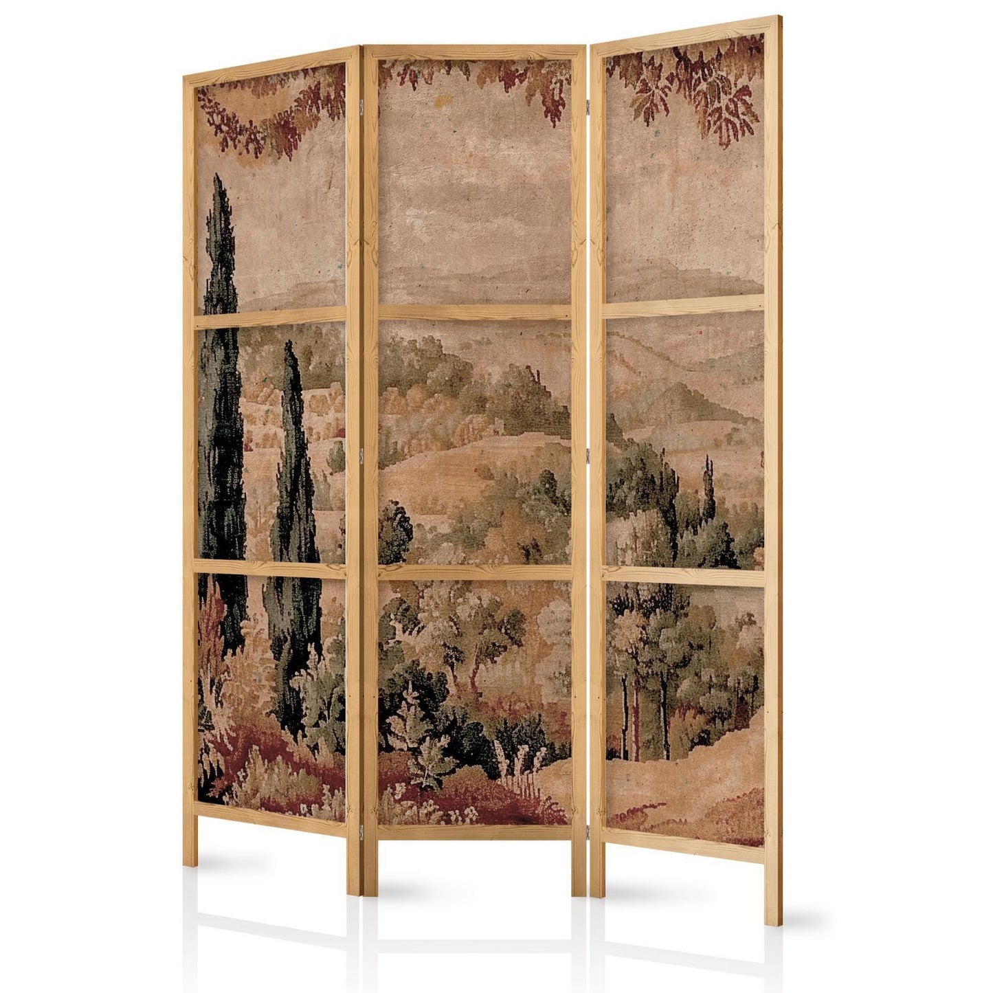 Japanischer Paravent - Landscape with Cypresses - Old Tapestry with Mediterranean Vegetation Artgeist