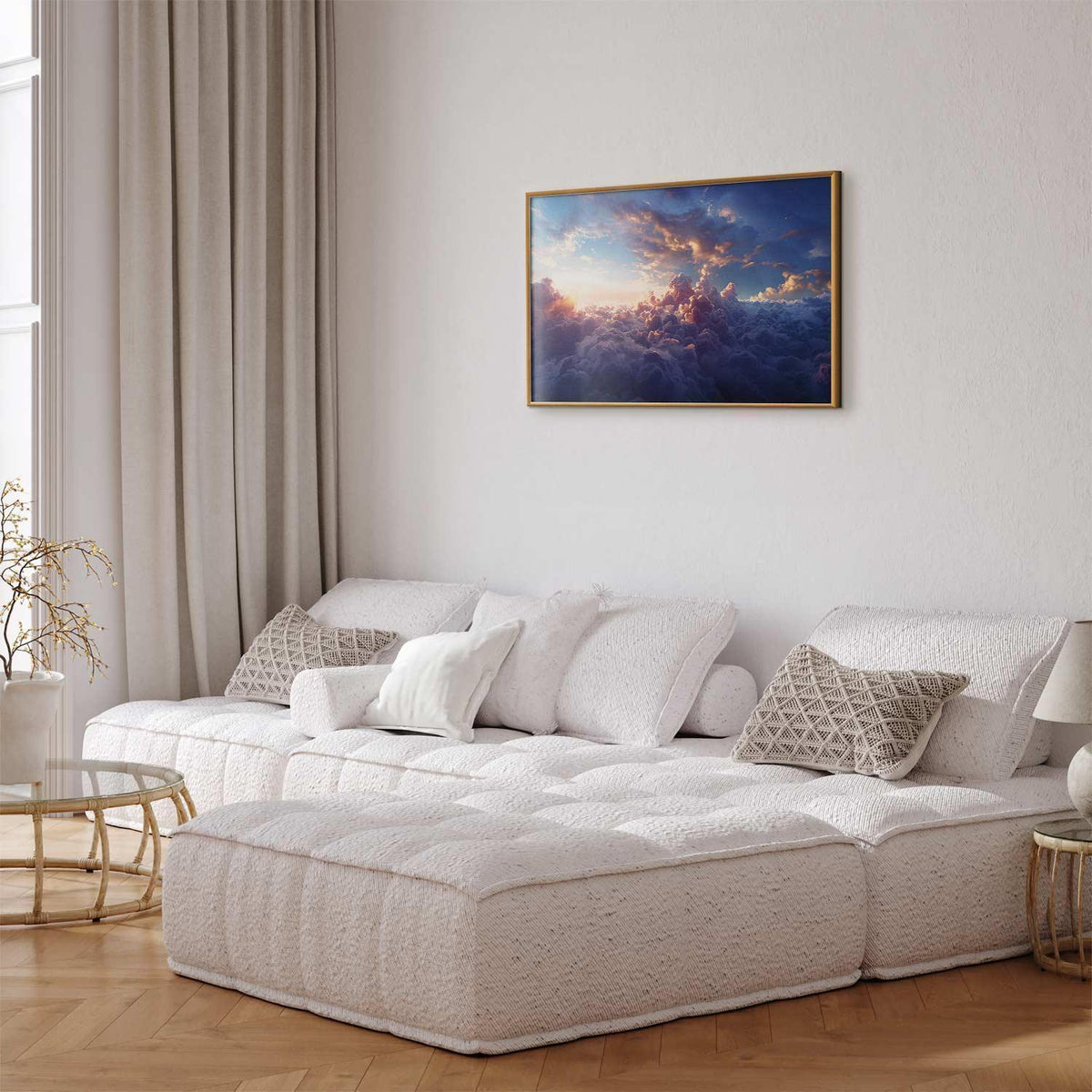Poster - Sun in Hiding: The Golden Face of the Sky Over the Cloudy Sea