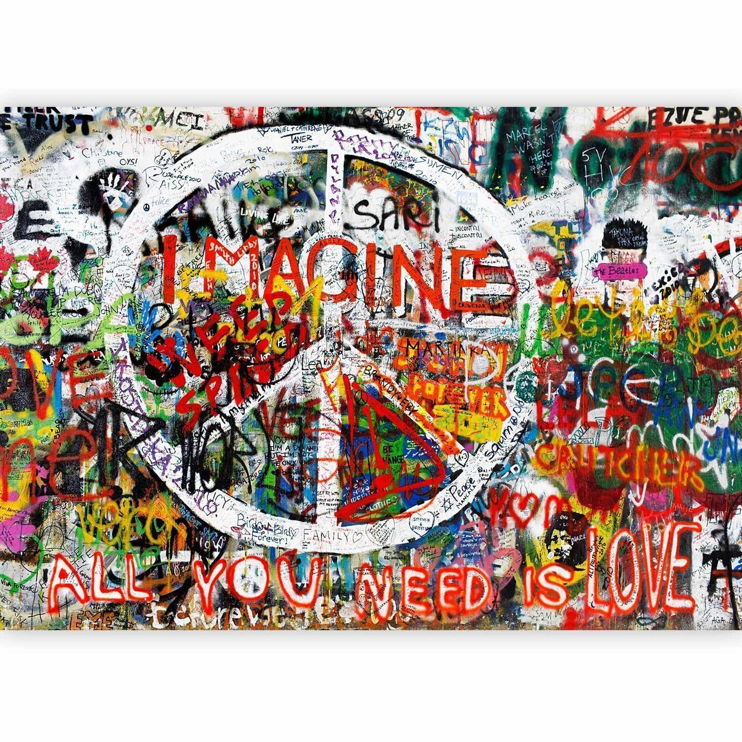 Fototapete „Hippie Graffiti“ – Bunter Streetart-Vibe für deine Wand