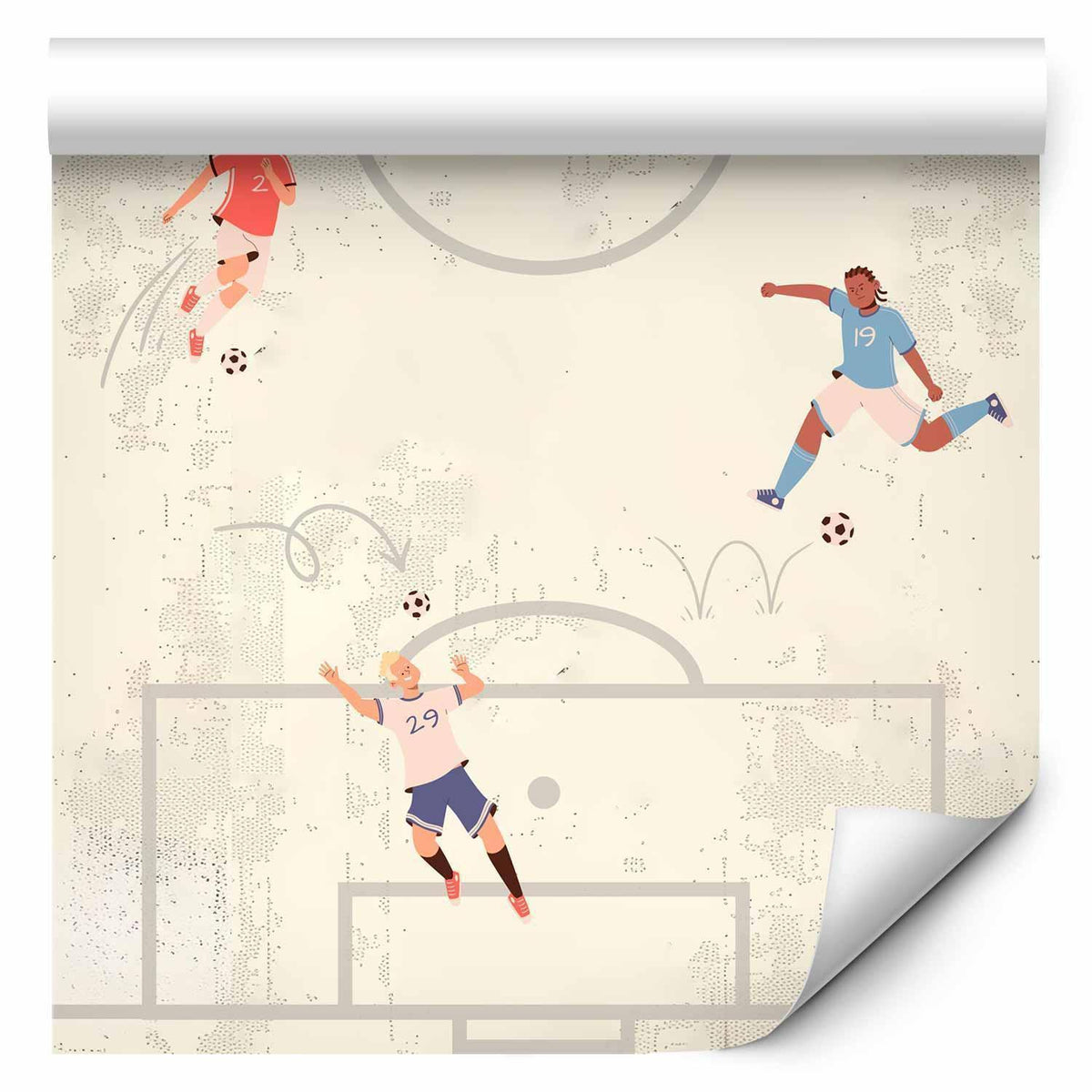 Tapete mit Fußballspiel und Spielern in Aktion