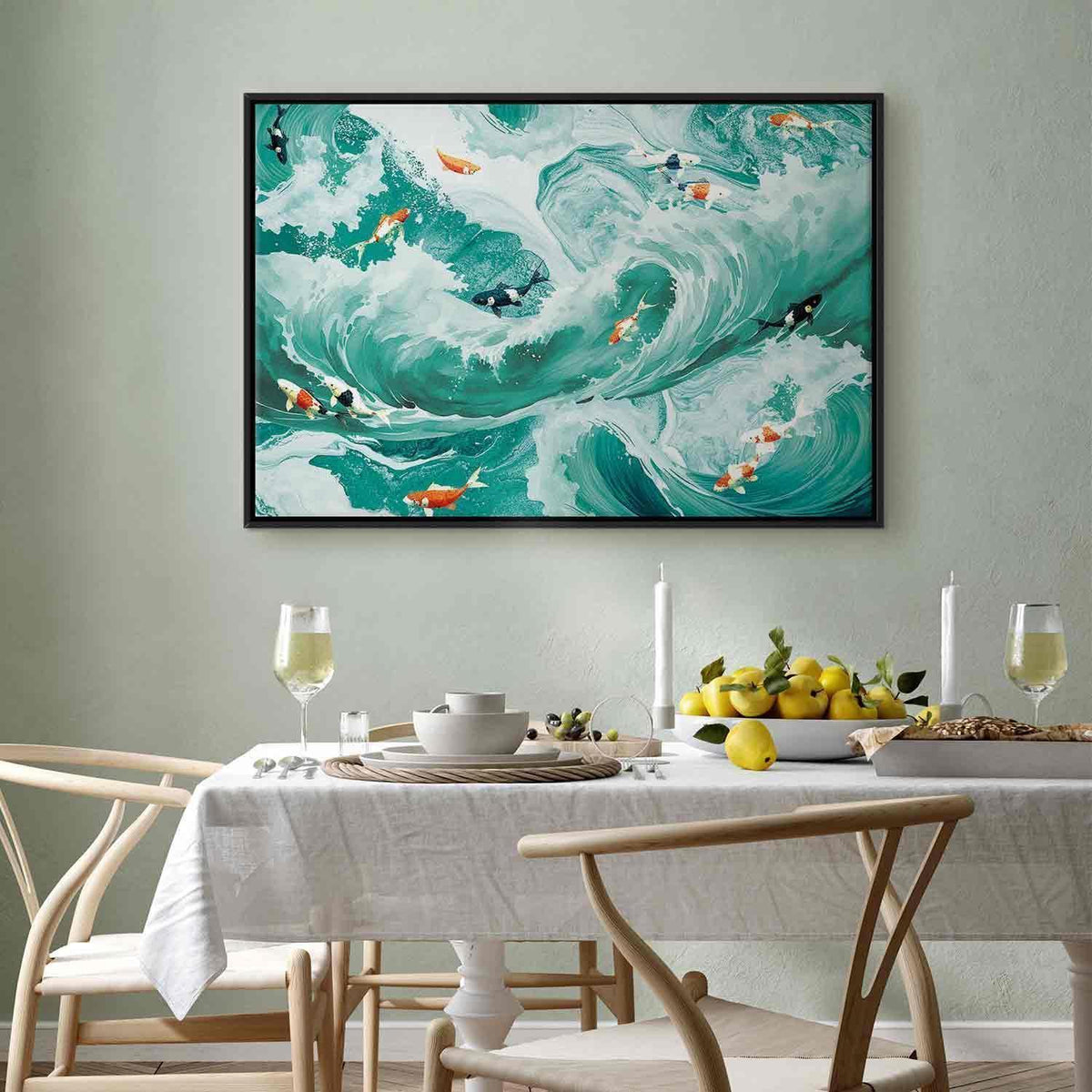 Leinwandbild - Fish and waves