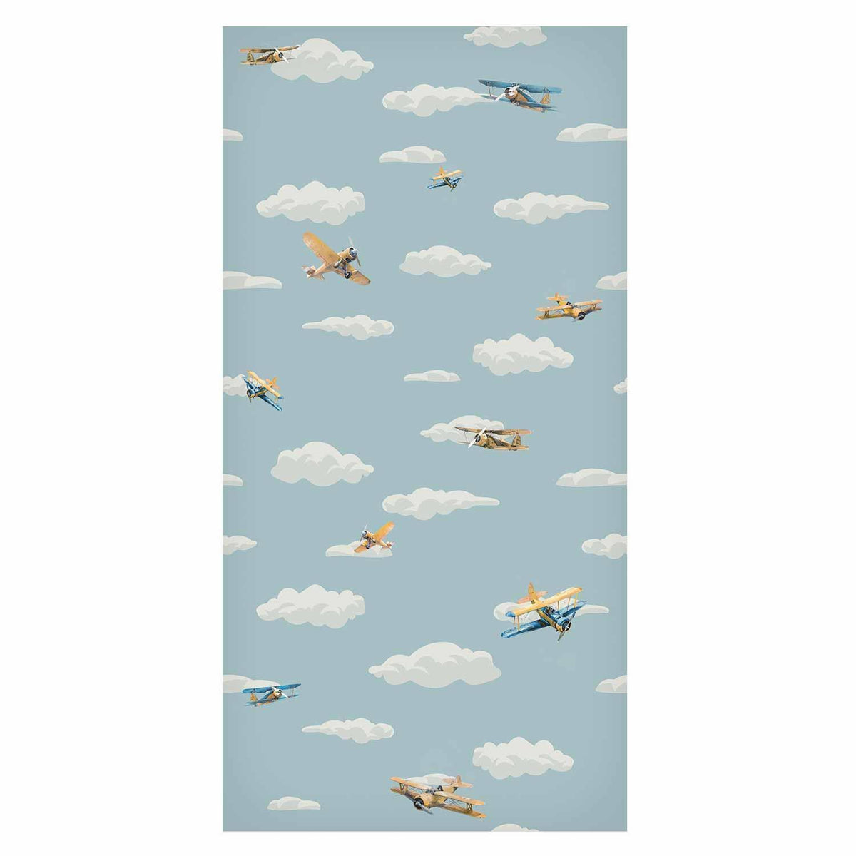 Tapete - Illustration - Yellow-blue airplanes against a blue sky