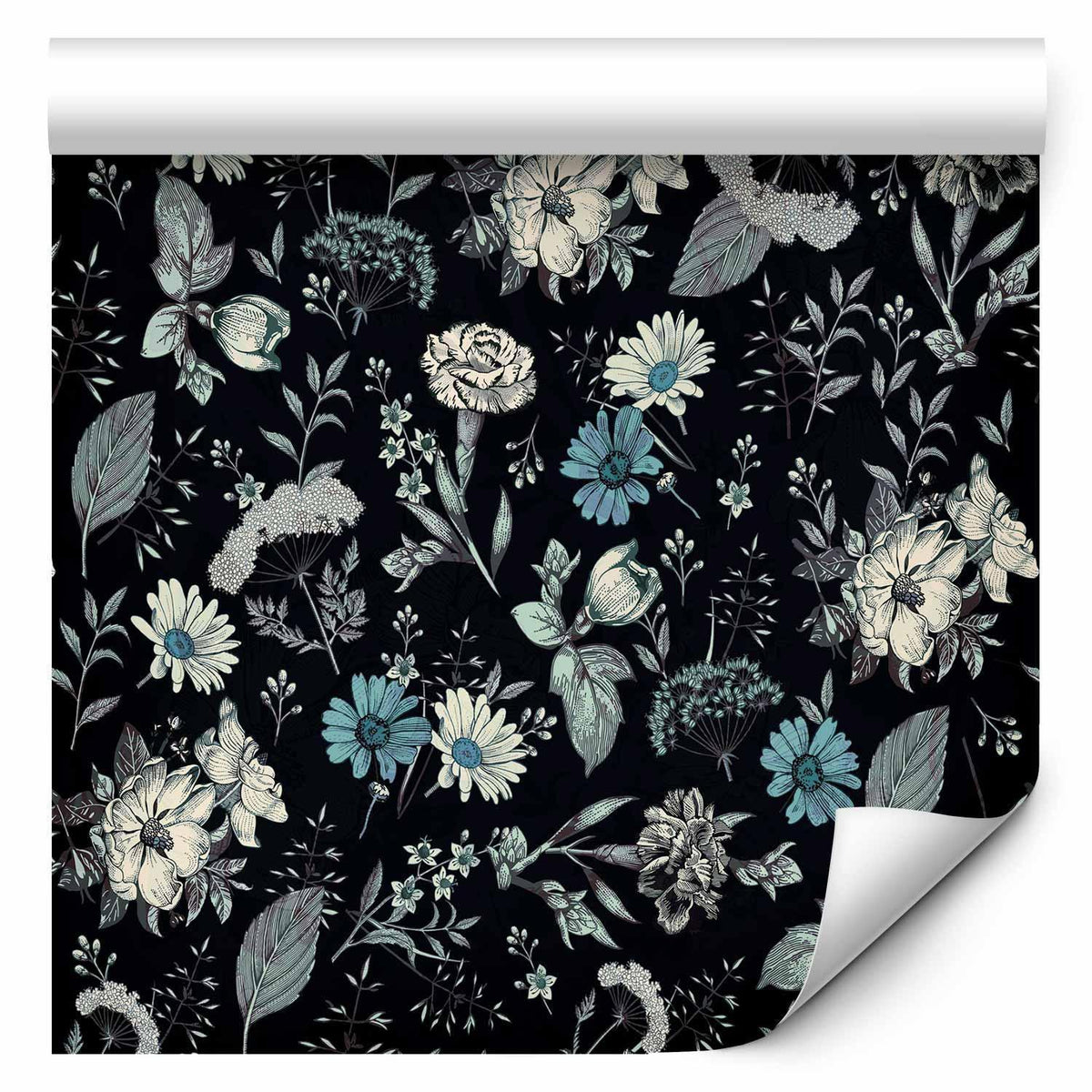 Tapete - Fragrant flowers and herbs - blue