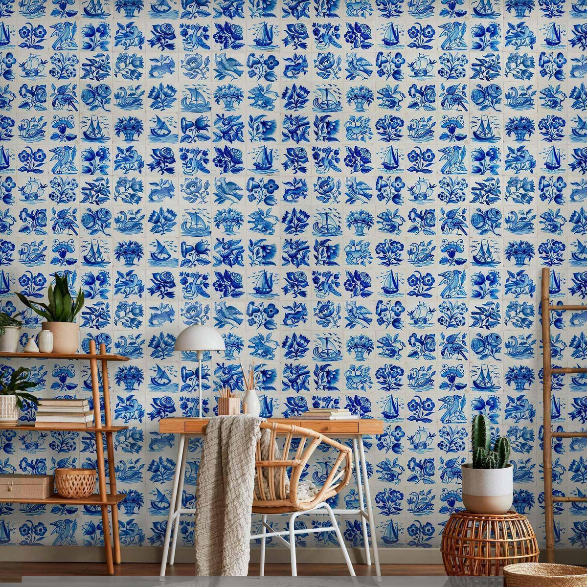 Fototapete Azulejos – Portugiesische Fliesen in Blau-Weiß