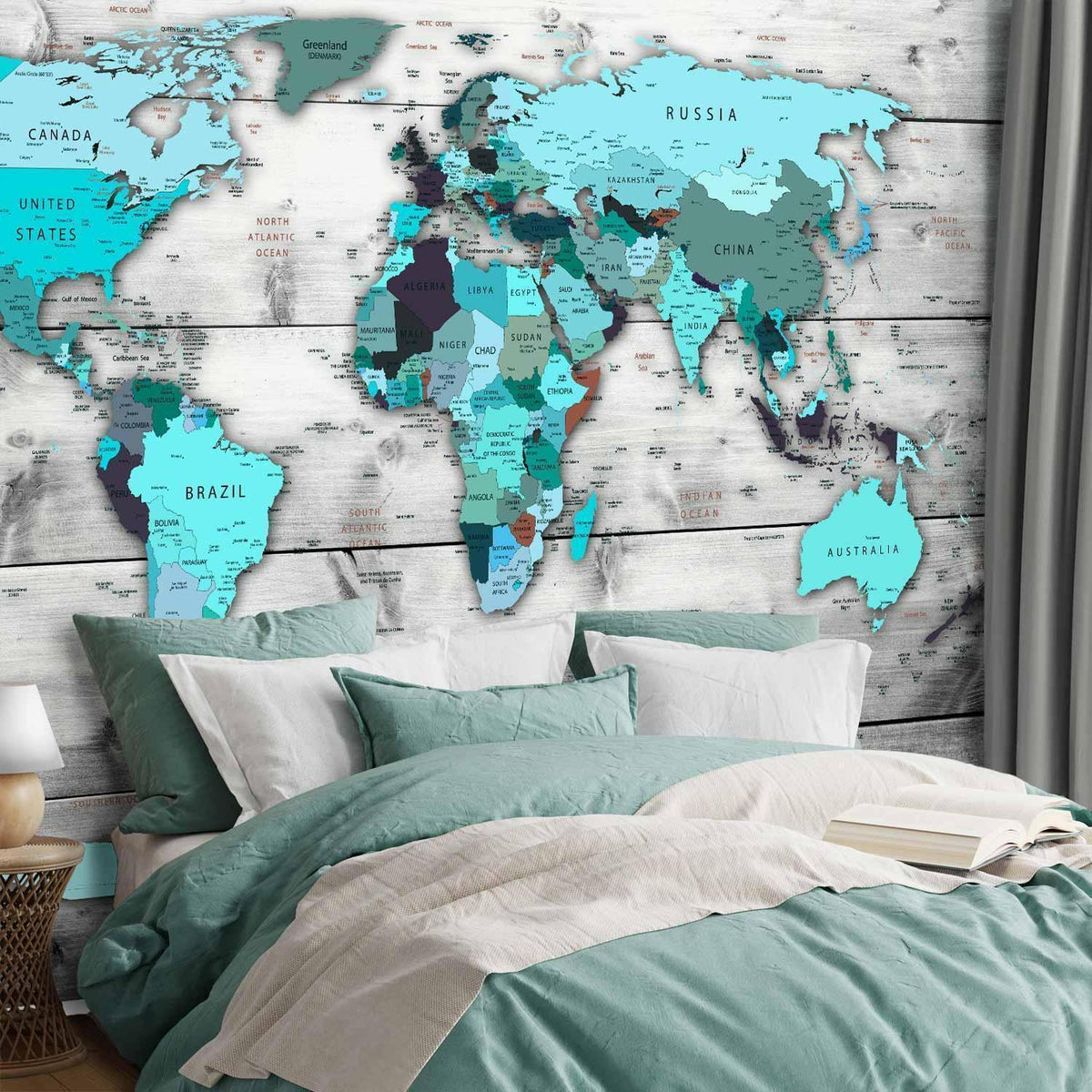 Fototapete - World Map: Blue Continents