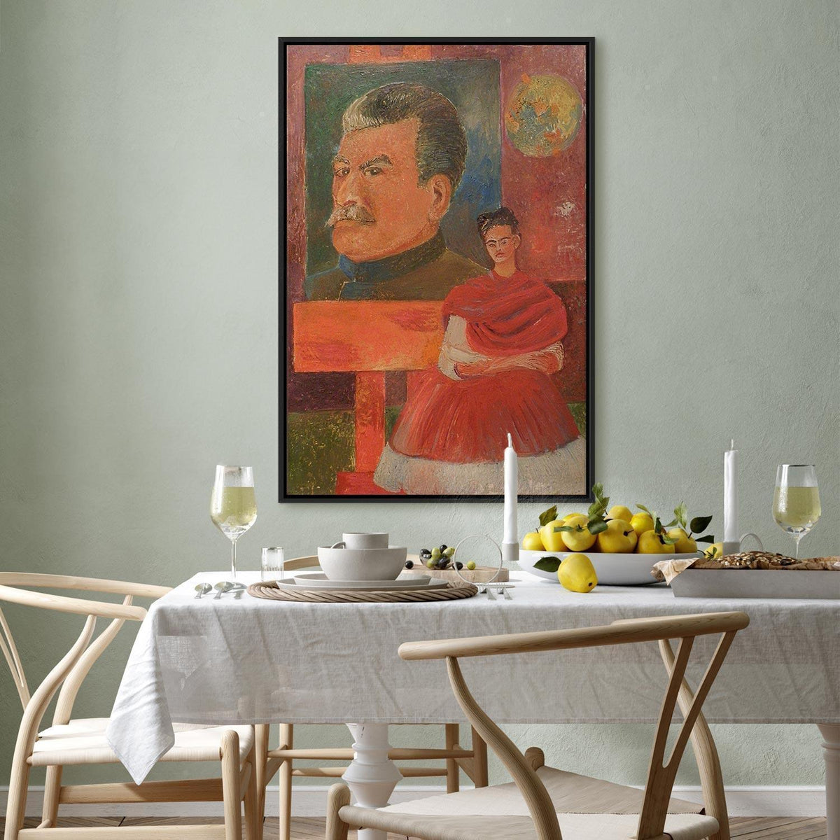 Leinwandbild - Frida Kahlo – Self-Portrait with Stalin