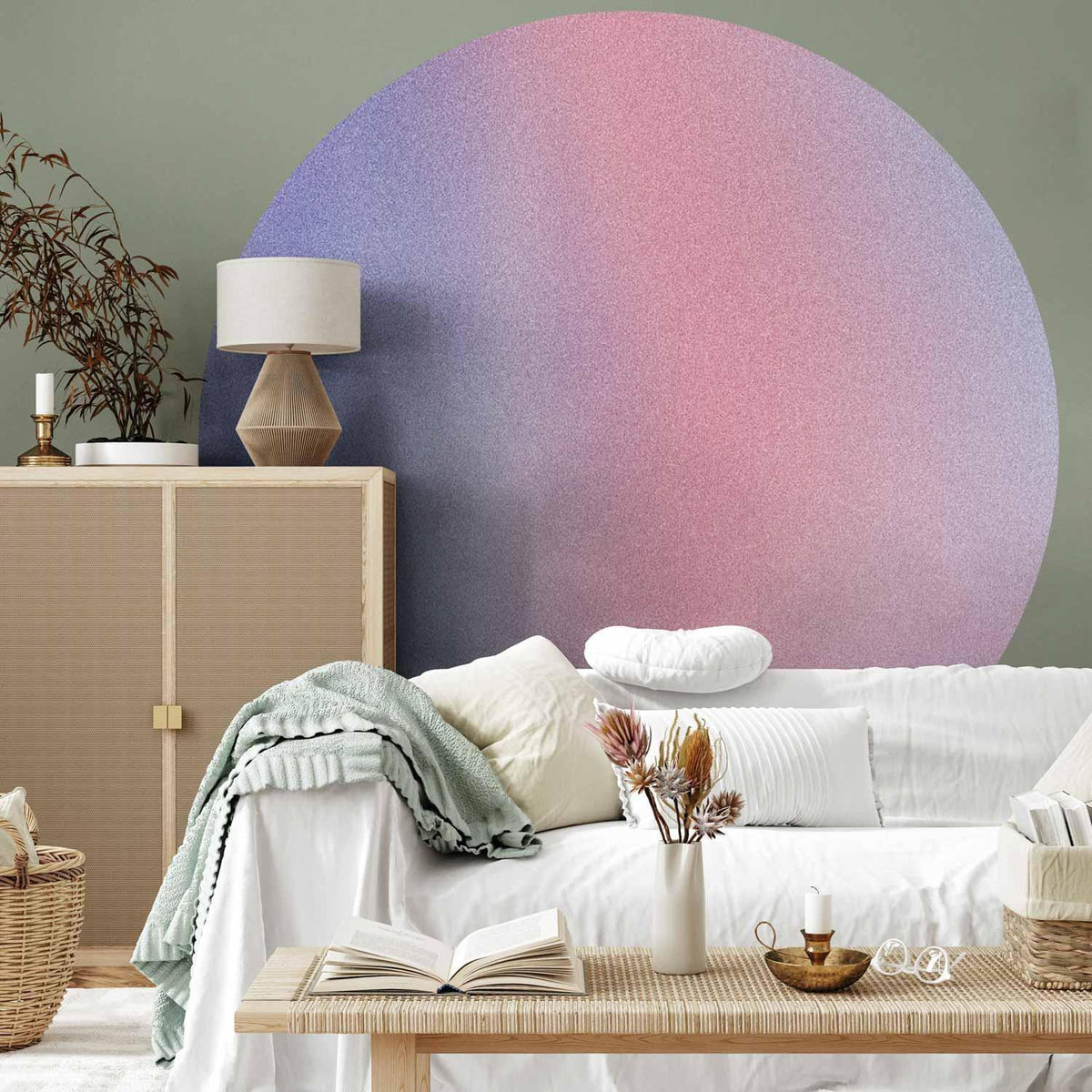 Runde Fototapete - Rainbow gradient - a delicate multicoloured gradient reminiscent of mist