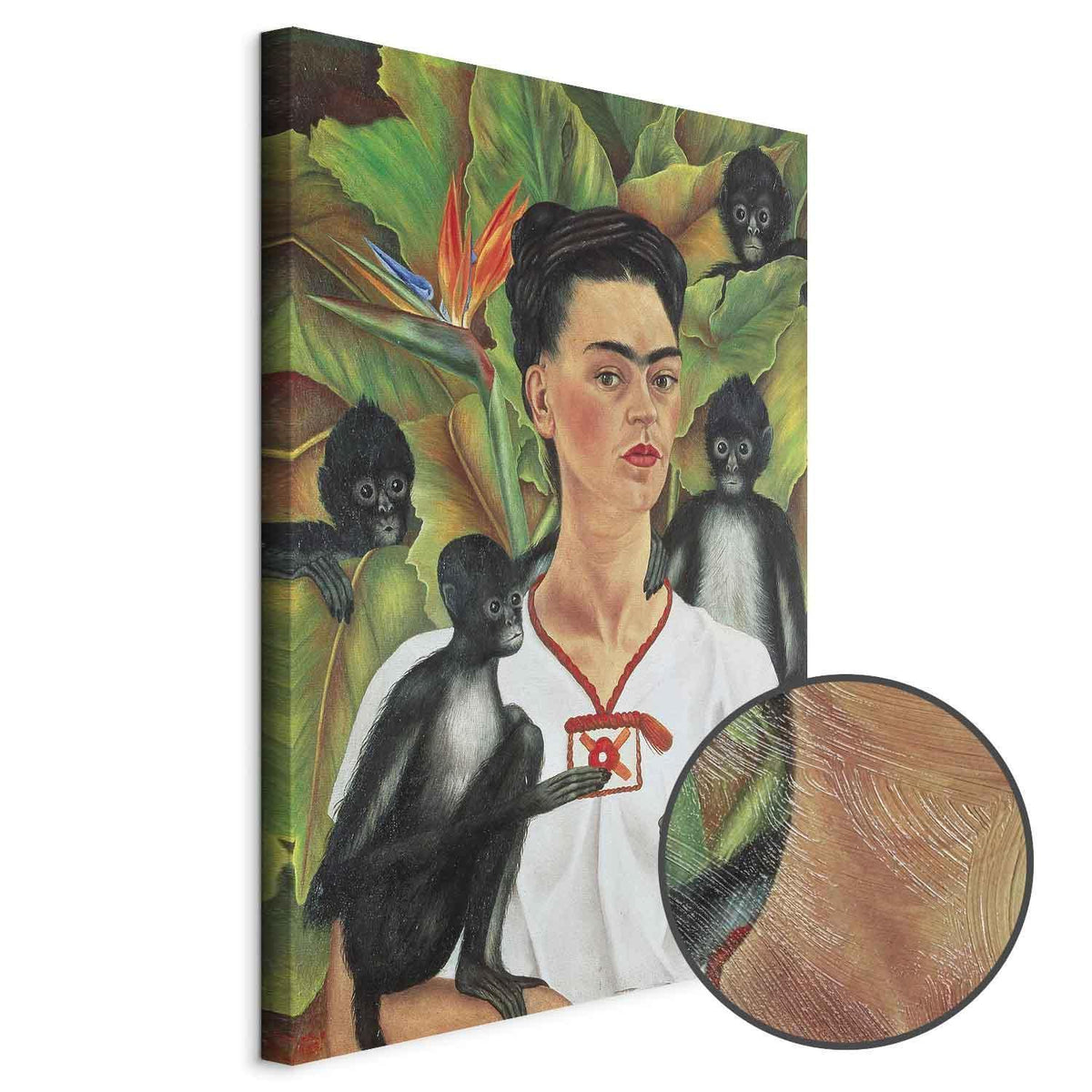 Leinwandbild - Frida Kahlo – Self-Portrait with Monkeys