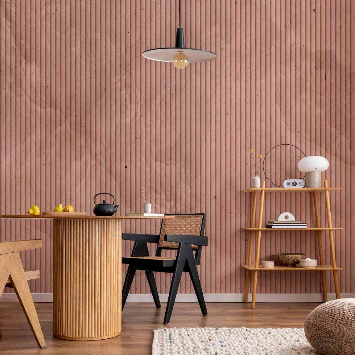 Fototapete - Pink reed - solid background with textured vertical stripes with pattern
