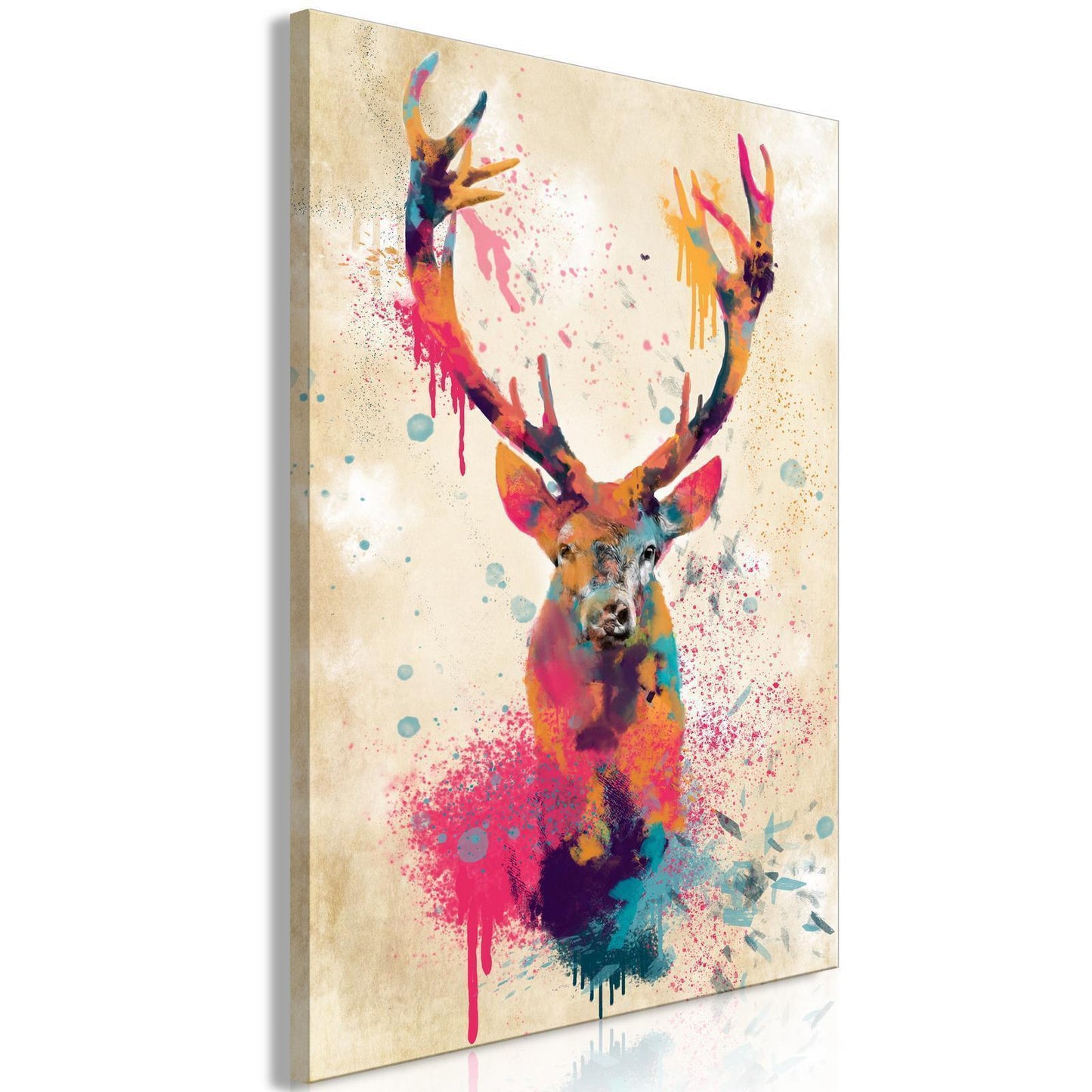 Leinwandbild - Watercolor Deer (1 Part) Vertical Artgeist