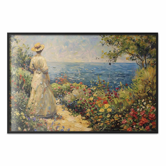 Poster - Nostalgic impression - a pensive woman contemplating