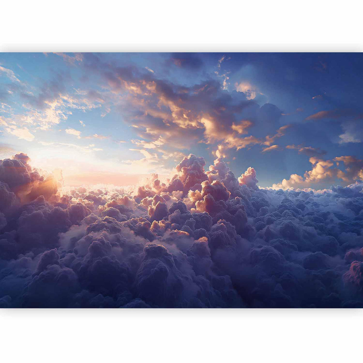 Fototapete - The Sun in Hiding: The Golden Face of the Sky Over a Cloudy Sea
