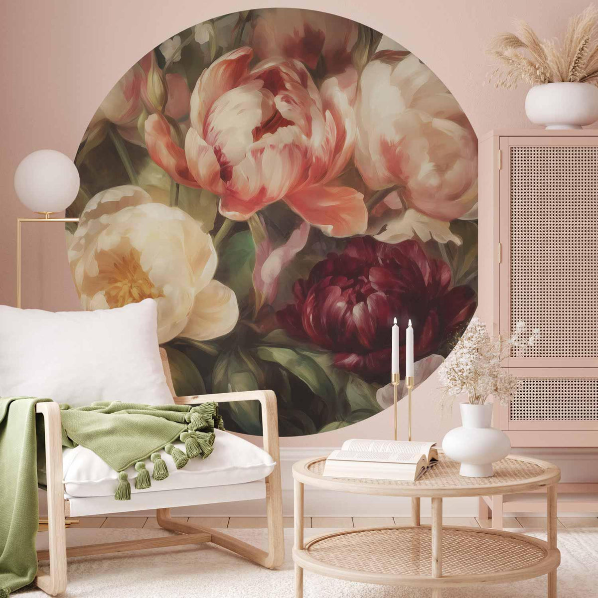 Runde Fototapete - Charismatic peonies