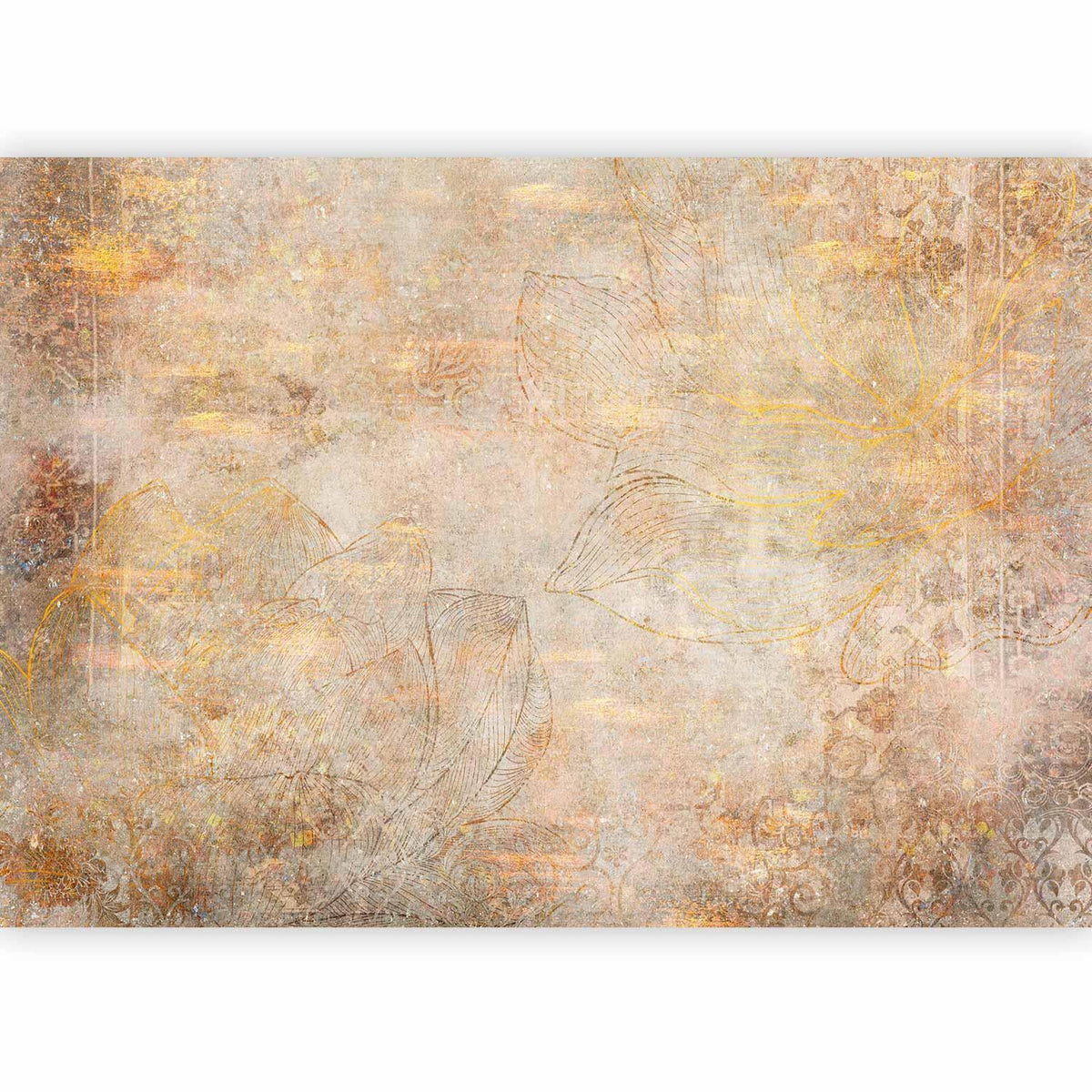 Fototapete Goldene Ornamente - Abstrakte Eleganz auf Beige