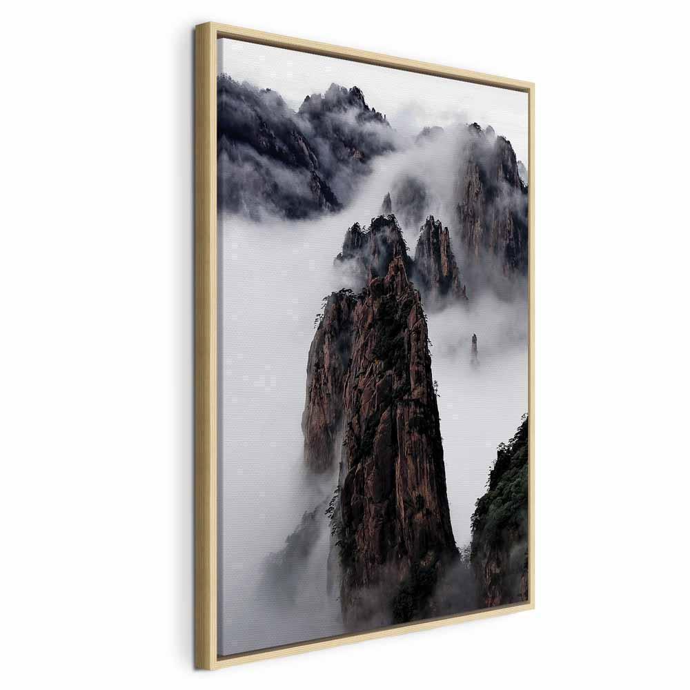 Leinwandbild - High Mountains in Mist (1-part) - Landscape of Clouds Amid Rocks