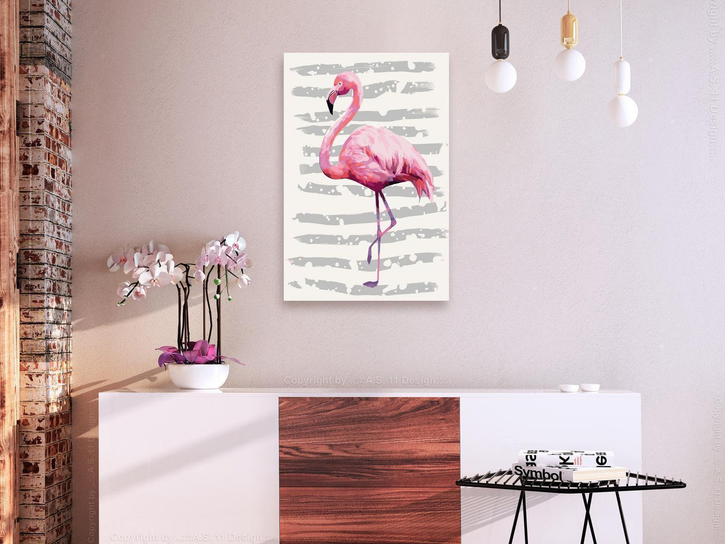 Wandbild zum Ausmalen – Beautiful Flamingo – Eleganz in Rosa