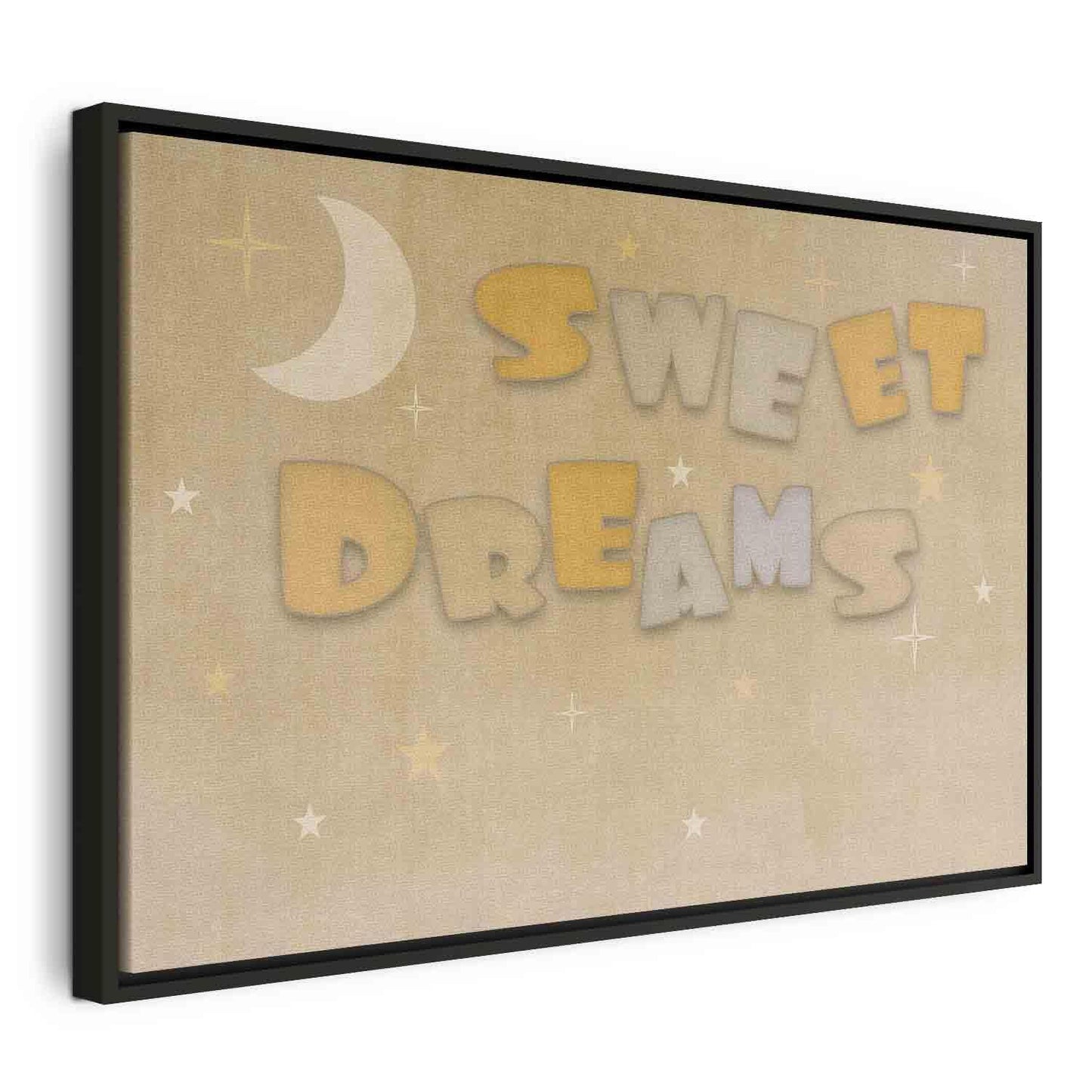 Leinwandbild - Sweet Dreams - Pastel Inscription Surrounded by the Moon and Stars Artgeist