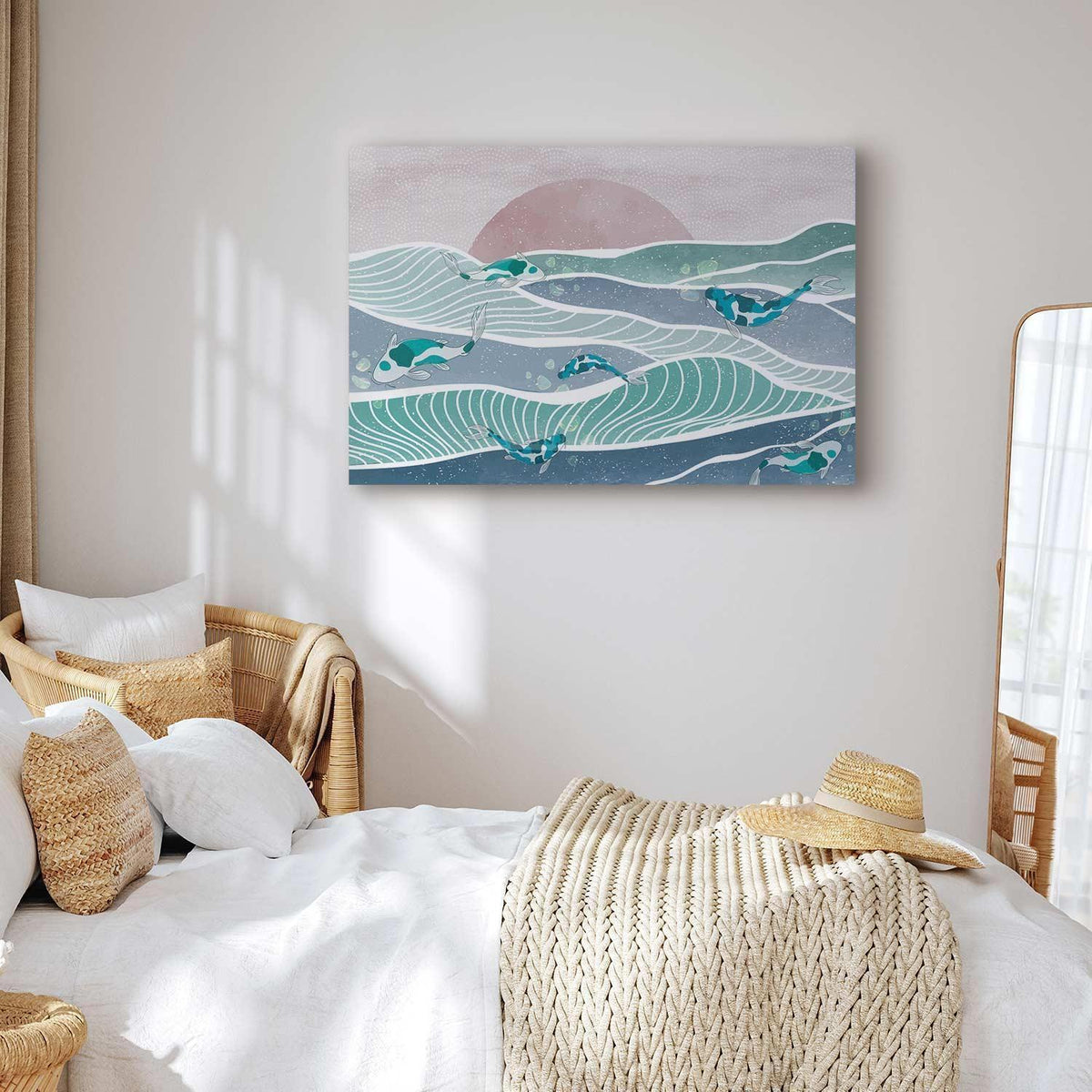 Leinwandbild - Fish on the waves