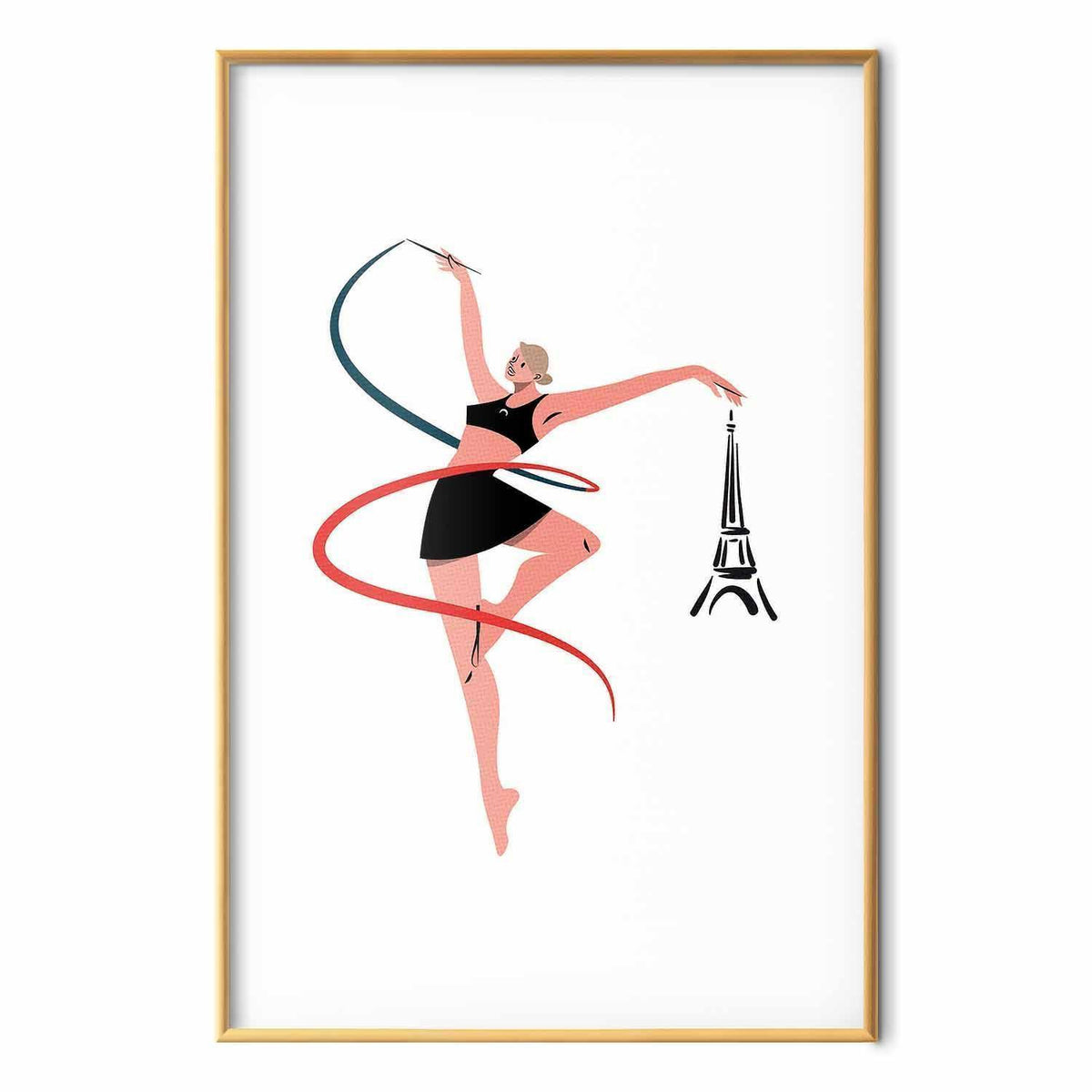 Poster - Illustration of a Woman with a Ribbon - Artistic Gymnastics