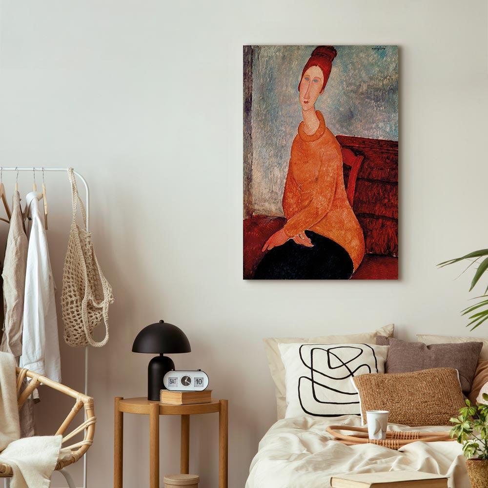Leinwandbild - Amedeo Modigliani – Jeanne Hebuterne in a Yellow Sweater