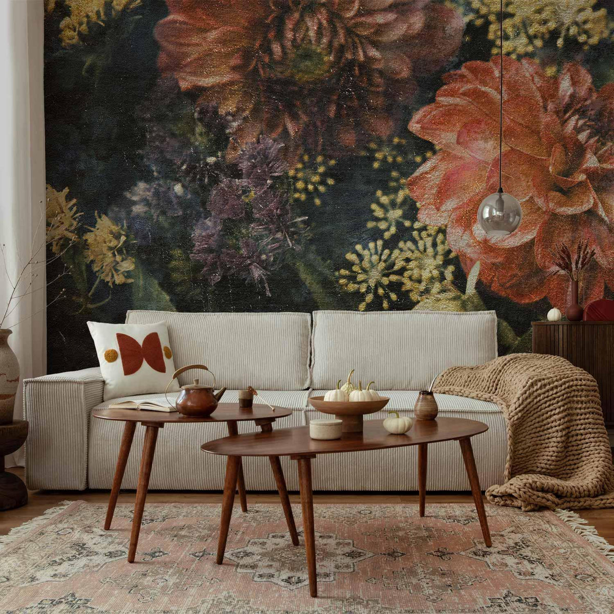 Fototapete - Retro Flowers - First Variant