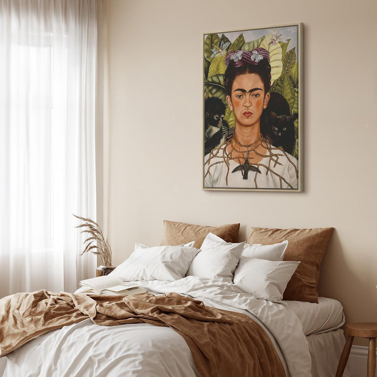 Leinwandbild - Frida Kahlo – Self-Portrait with Thorn Necklace and Hummingbird