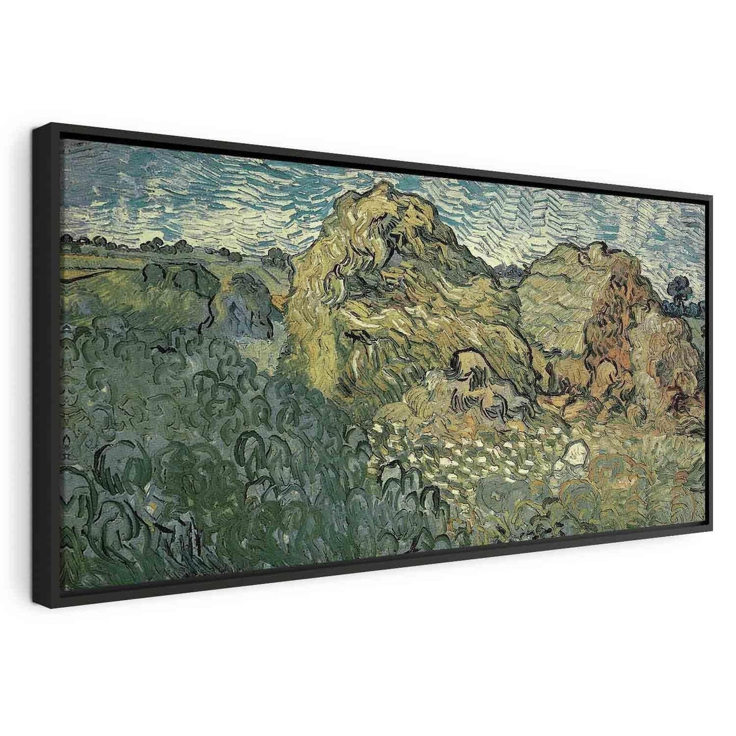 Leinwandbild - Field with Wheat Stacks (Vincent Van Gogh) Artgeist
