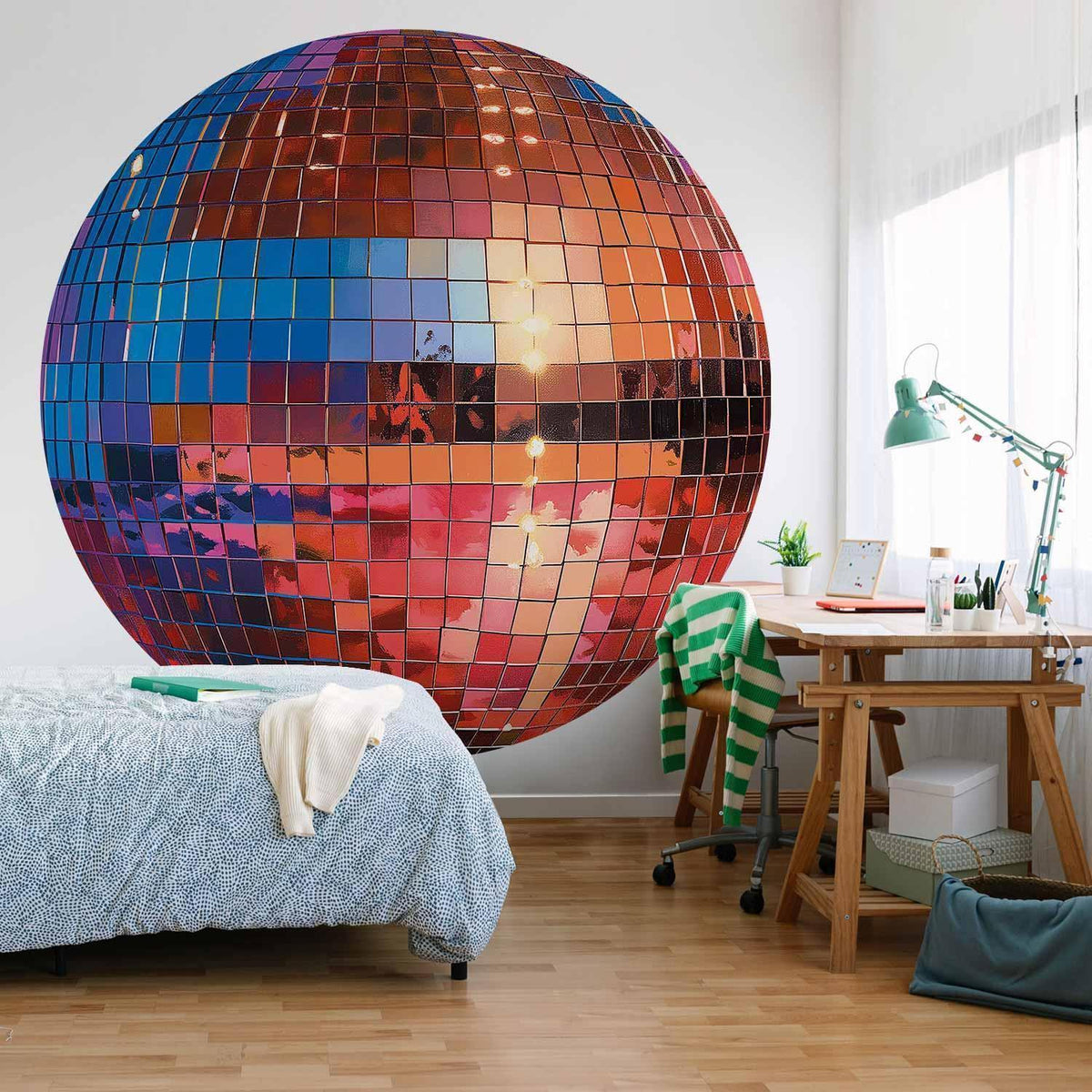 Runde Fototapete - Old gold disco ball