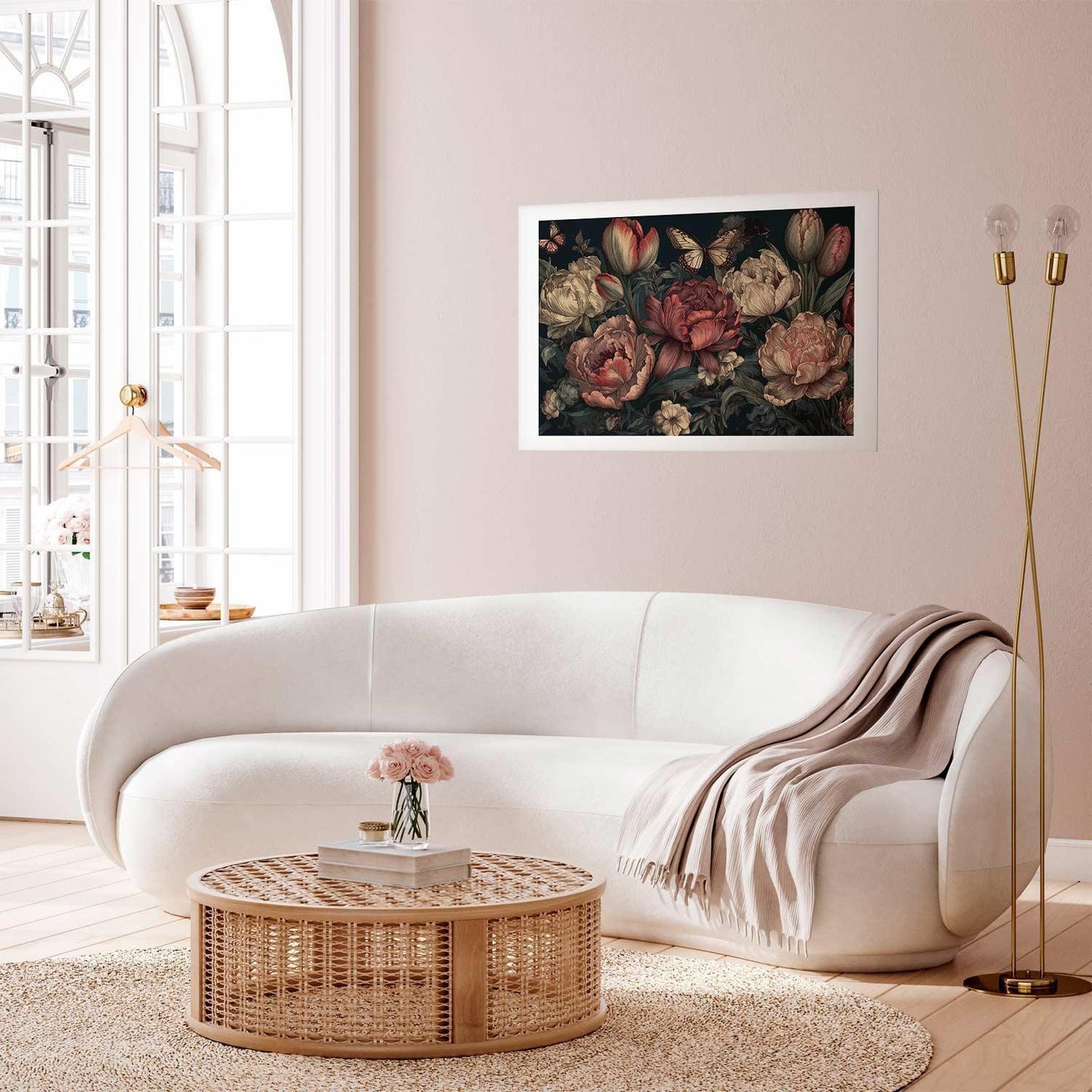 Poster - Flowers on a Turquoise Background Artgeist