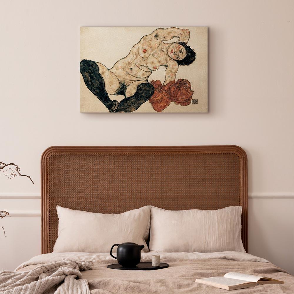 Leinwandbild - Egon Schiele – Liegender Akt mit gelbem Handtuch