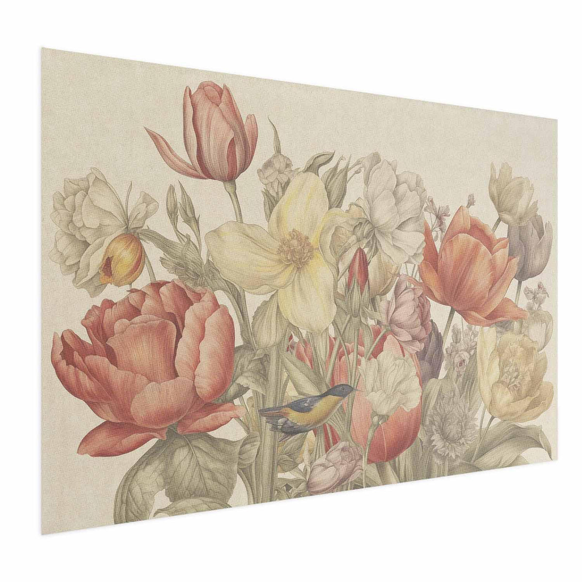 Poster - Flower Bouquet on a Cream Background