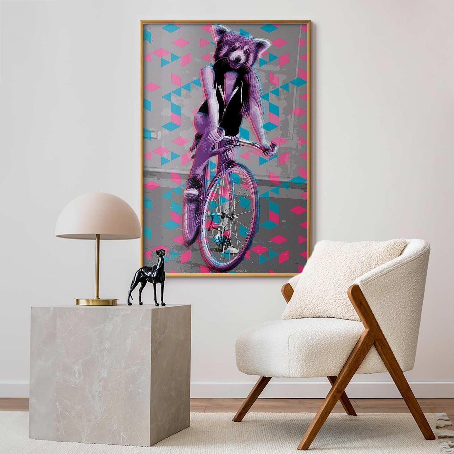Poster - Raccoon on a Bicycle Artgeist