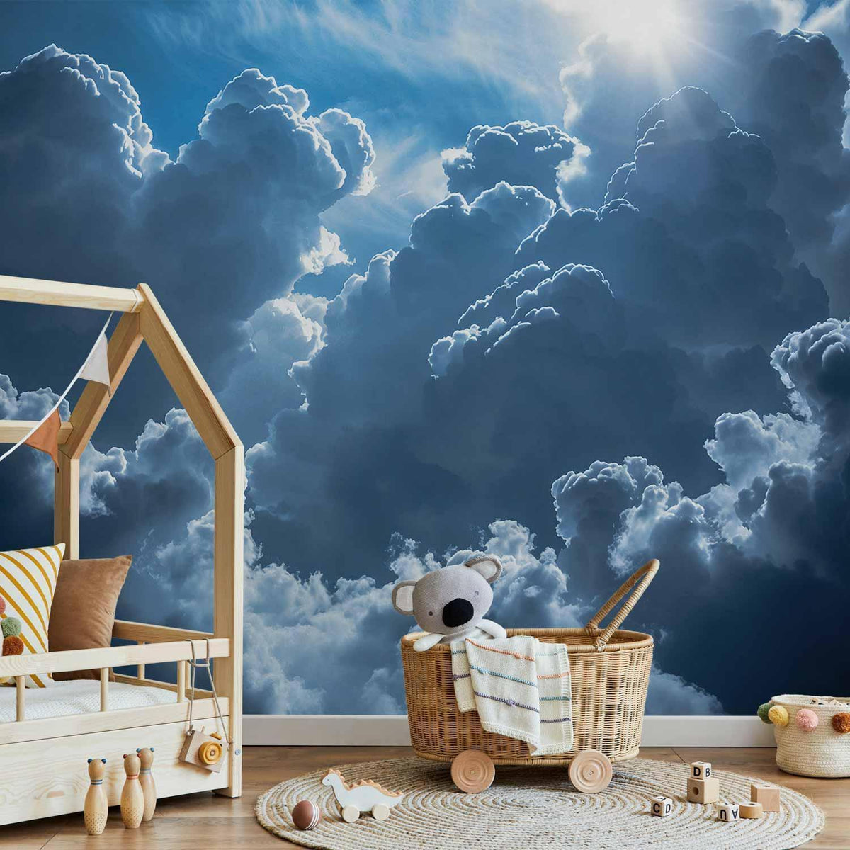 Fototapete - Animated Scenery: The Sun Battling with Clouds